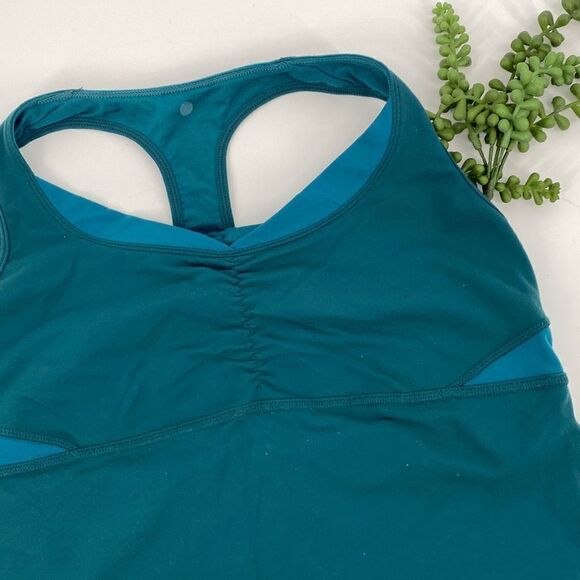 Lululemon Racer Back‎ Cinch Front Tank Medium Support Green Size 10 - Picture 2 of 12